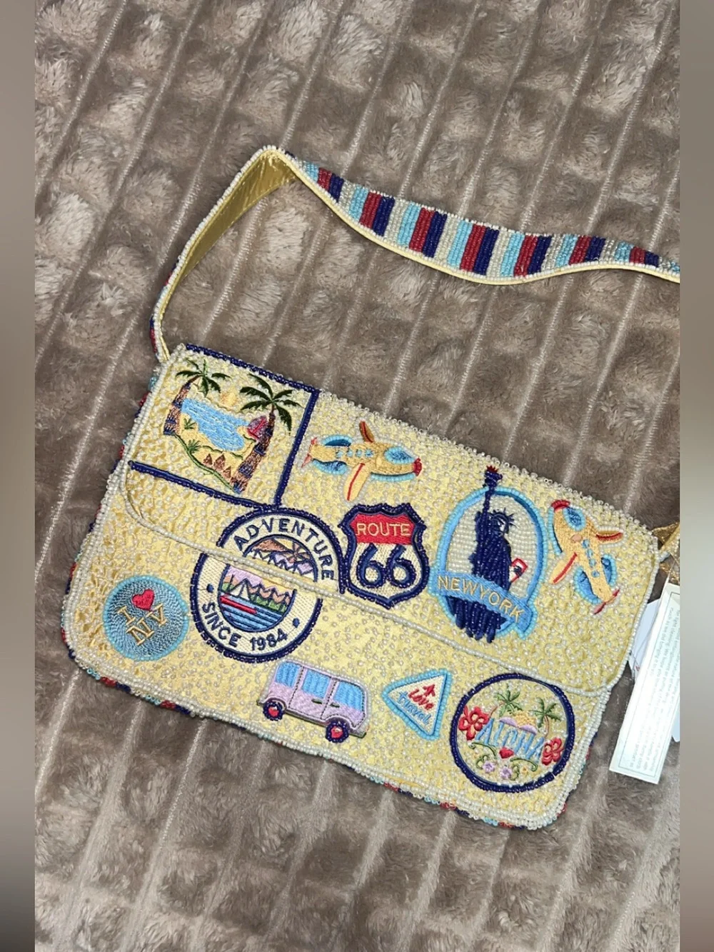 NWT Beaded - From India to you Travel route Shoulder Bag